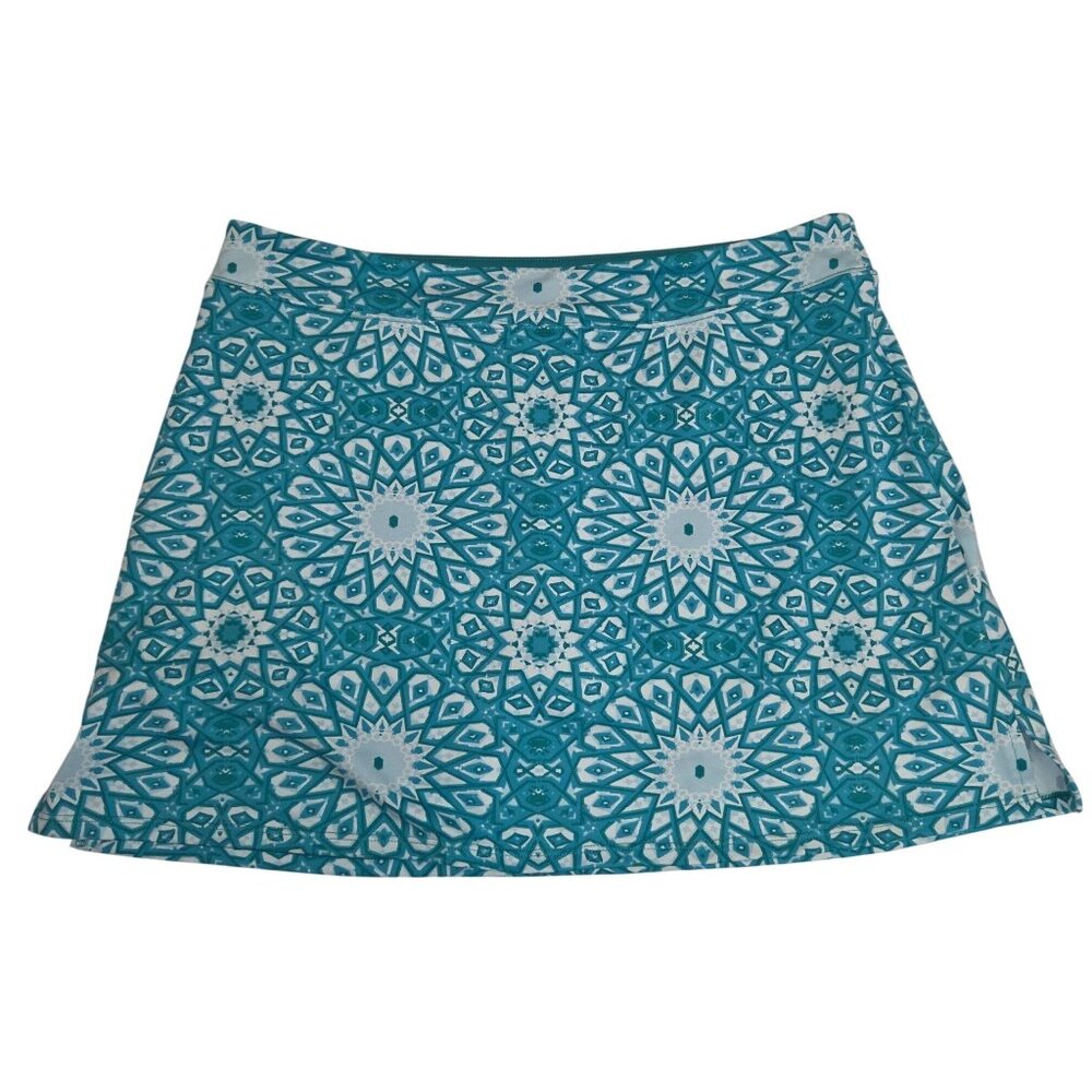 Tranquility By Colorado Clothing Large Turquoise & White Patterned Skirt 3898